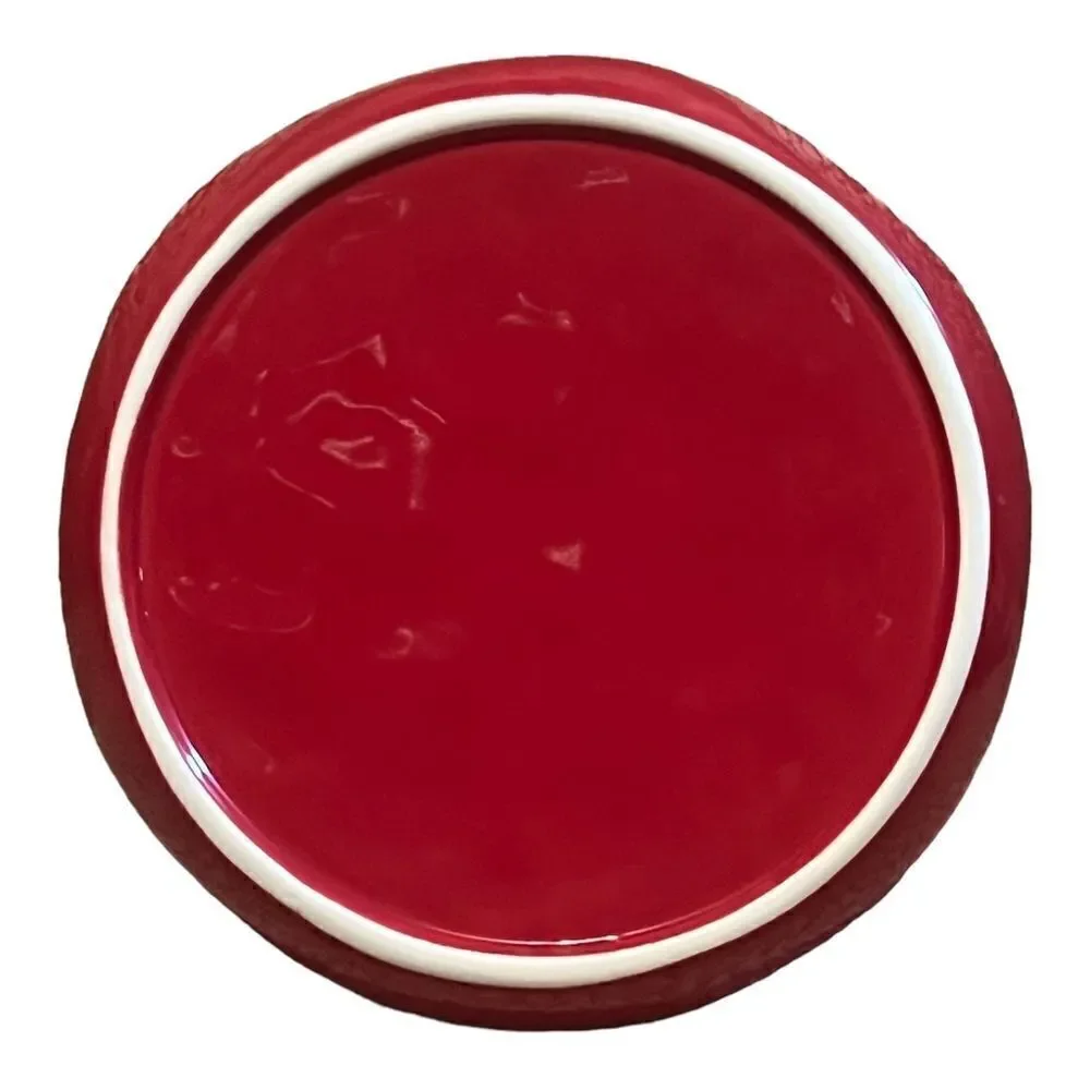 Christmas AF Lot of Four Red Holiday Salad Plates Ceramic Jolly Cheer Joy Holly